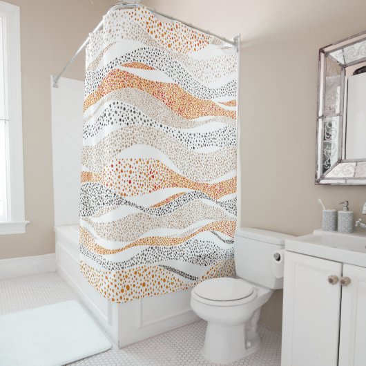Pointillismus Wavy Polka: Niedlich Doodle Textile Duschvorhang (Beispiel)