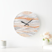 Pointillismus Wavy Polka: Niedlich Doodle Textile Große Wanduhr (Zuhause)