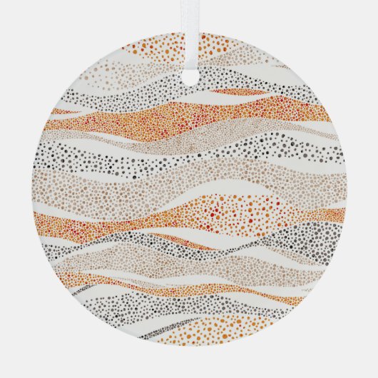 Pointillismus Wavy Polka: Niedlich Doodle Textile Ornament Aus Glas (Rückseite)