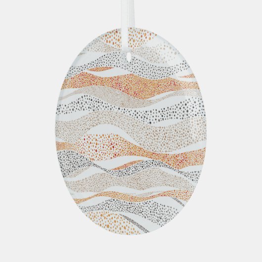 Pointillismus Wavy Polka: Niedlich Doodle Textile Ornament Aus Glas (Vorderseite links)