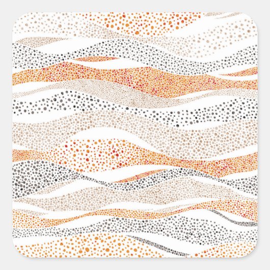 Pointillismus Wavy Polka: Niedlich Doodle Textile Quadratischer Aufkleber (Vorderseite)