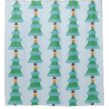 Pointillismus Weihnachtsbäume Duschvorhänge