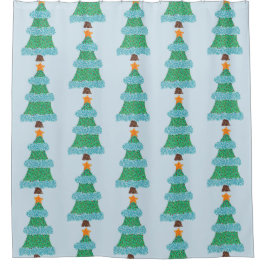 Pointillismus Weihnachtsbäume Duschvorhänge Duschvorhang
