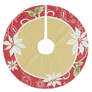 Pointsetta   roter Baum-Rock Polyester Weihnachtsbaumdecke