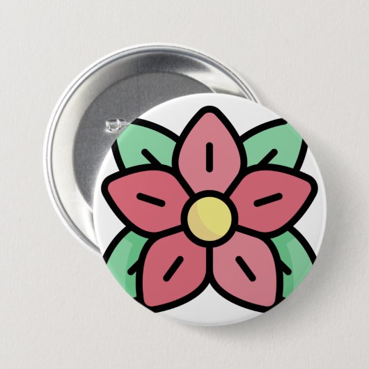 Pointsettia Button (Vorne & Hinten)