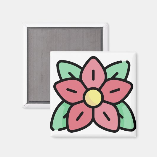 Pointsettia Magnet (Vorderseite/Rückseite)