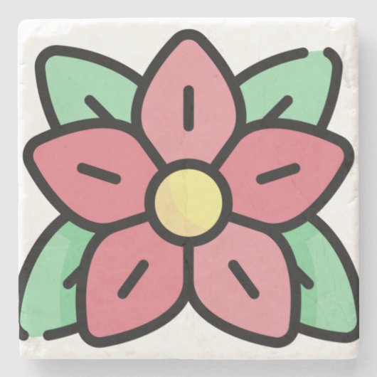 Pointsettia Steinuntersetzer (Vorderseite)