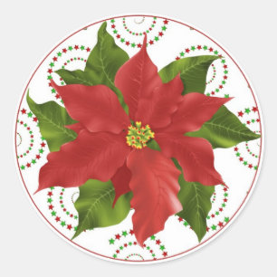Pointsettia Weihnachtskuchen Toppers Stickers