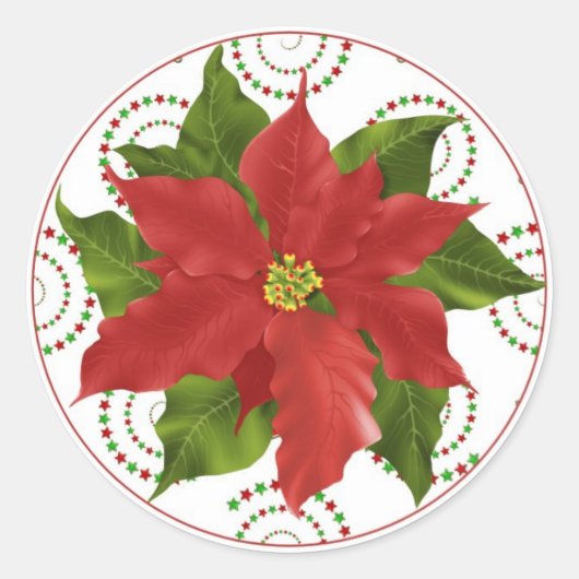 Pointsettia Weihnachtskuchen Toppers Stickers (Vorderseite)