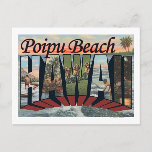 Poipu Beach, Hawaii - Große Briefmarkenszenen Postkarte (Vorderseite)