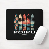 Poipu Strand Hawaii Surfbrett Surfen Retro Mousepad (Mit Mouse)