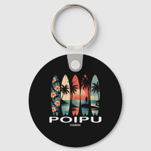 Poipu Strand Hawaii Surfbrett Surfen Retro Schlüsselanhänger