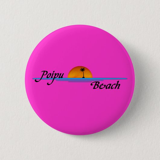 Poipu Strand-Sonnenuntergang-Knopf Button (Vorderseite)