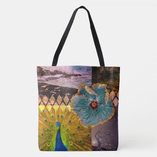 Poipu Sunrise, Kauai Hawaiian Collage Beach Bag Tasche (Vorderseite)