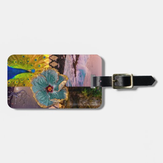 Poipu Sunrise, Kauai Hawaiian Collage Gepäckanhänger (Vorderseite horizontal)