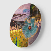 Poipu Sunrise, Kauai Hawaiian Collage Große Wanduhr (Winkel)