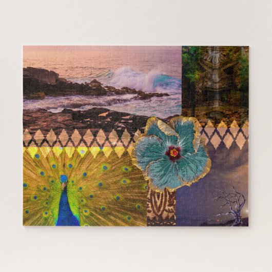 Poipu Sunrise, Kauai Hawaiian Collage Puzzle (Horizontal)