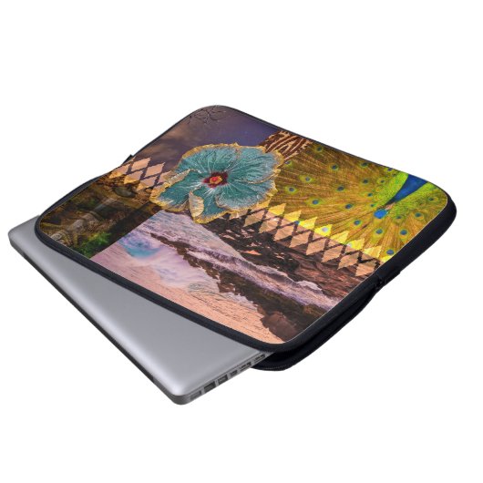 Poipu Sunrise, Kauai Hawaiian Collage Wetsuit Laptopschutzhülle (Vorne Knopf)