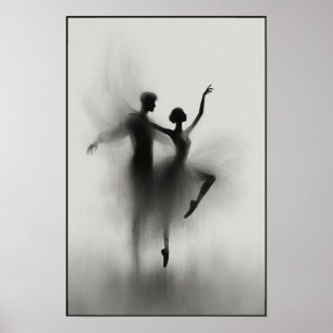 Poised Ballet Dancers in Harmonie Abstrakt Poster