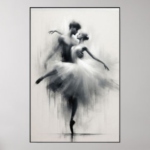 Poised Ballet Dancers in Harmonie Abstrakt Poster