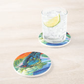 Poised Butterfly II Sandstein Untersetzer (Seite)