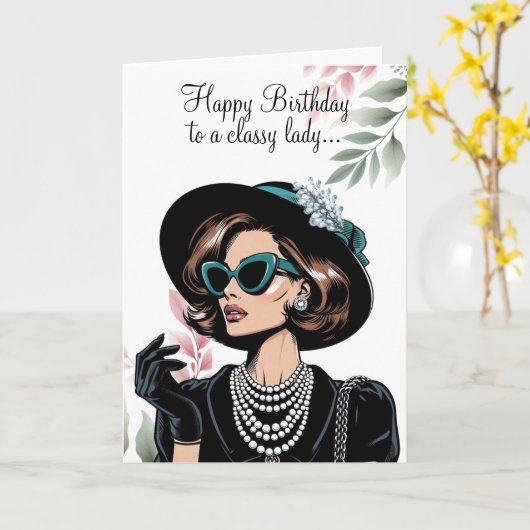 Poised Chic Noir Birthday Karte (Gelbe Blume)