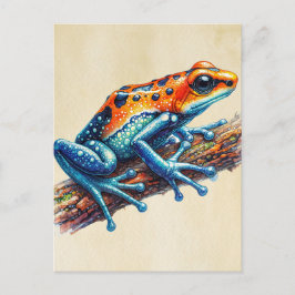 Poison Dart Frosch Orange Blue Postkarte