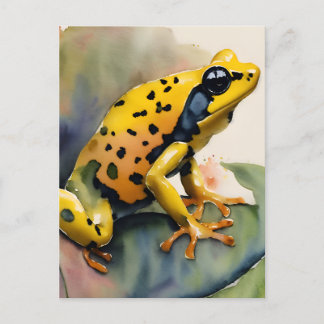 Poison Dart Yellow Frosch Wasserfarben Kunst Postkarte