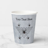 Poisonous Black Widow Spiders in Web on White Pappbecher (Rückseite)