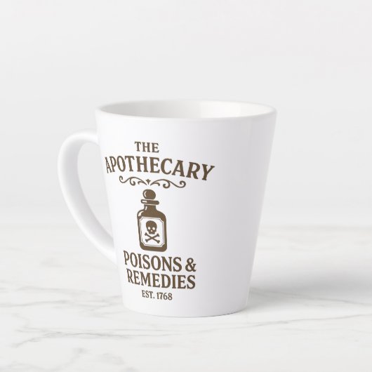 Poisons & Remedies Latte Mug – Apothecary-Style Milchtasse (Linke Ecke)