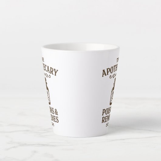 Poisons & Remedies Latte Mug – Apothecary-Style Milchtasse (Vorderseite)