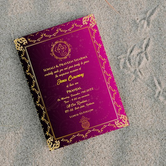 Poite Janeu Upanayanam Hindu Holy Thread Aquamarin Einladung