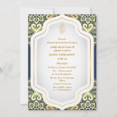 Poite Janeu Upanayanam Hindu Holy Thread Blue Gold Einladung (Vorderseite)