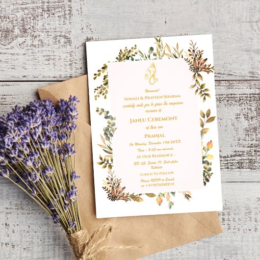 Poite Janeu Upanayanam Hindu Holy Thread Blue Gold Einladung