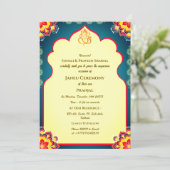 Poite Janeu Upanayanam Hindu Holy Thread Blue Gold Einladung (Stehend Vorderseite)