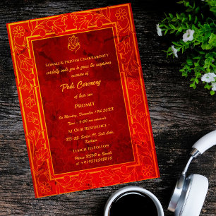 Poite Janeu Upanayanam Hindu Holy Thread Floral Einladung