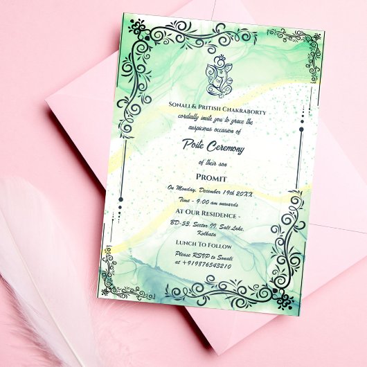 Poite Janeu Upanayanam Hindu Holy Thread Floral Einladung