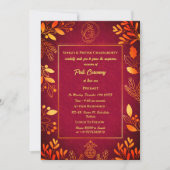 Poite Janeu Upanayanam Hindu Holy Thread Floral Einladung (Vorderseite)