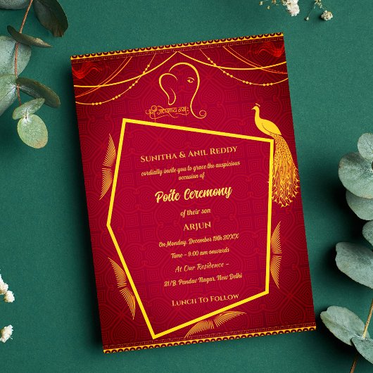 Poite Upanayanam Holy Thread Janeu Hindu Zeremonie Einladung