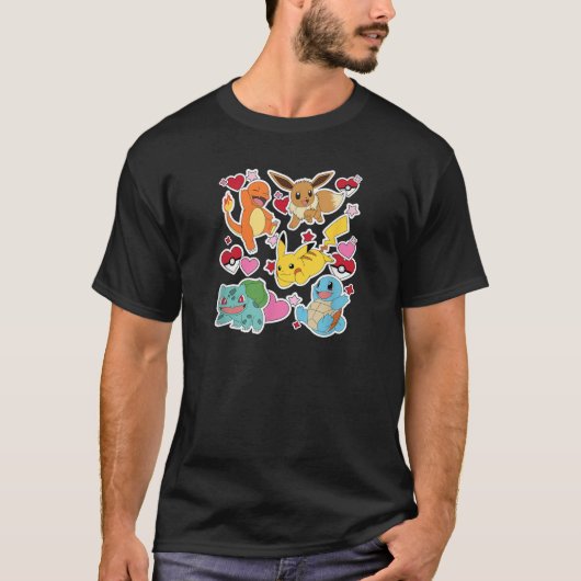 Pok mon Eevee Pikachu Charmander Squirtle Bulbasau T-Shirt (Vorderseite)