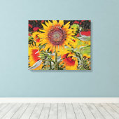Poka-dot Sonnenblume Leinwanddruck (Insitu (Holzboden))