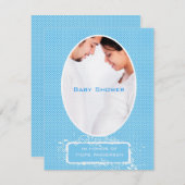 Poka Dots Blue Foto Baby Boy Shower Ankündigung (Vorne/Hinten)