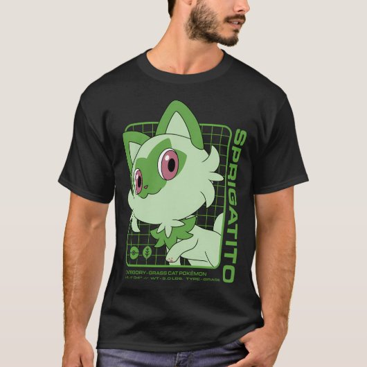 Pokã©Mon - Sprigatito Stats T-Shirt (Vorderseite)