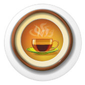 Pokal heißen Kaffees. Keramikknauf (Vorderseite)