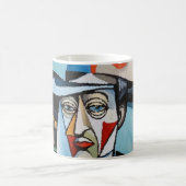 Pokal mit kubistischem Männchen-Portrait des Künst Kaffeetasse (Mittel)