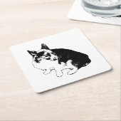 Pokalständer, Foxy Friend Rechteckiger Pappuntersetzer (angewinkelt)