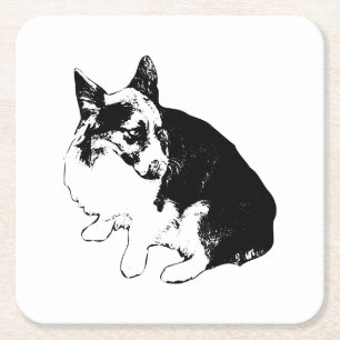 Pokalständer, Foxy Friend Rechteckiger Pappuntersetzer