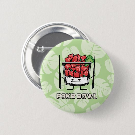 Poke Bowl Hawaii Roher Fischsalat Stäbchen aku Button (Vorne & Hinten)