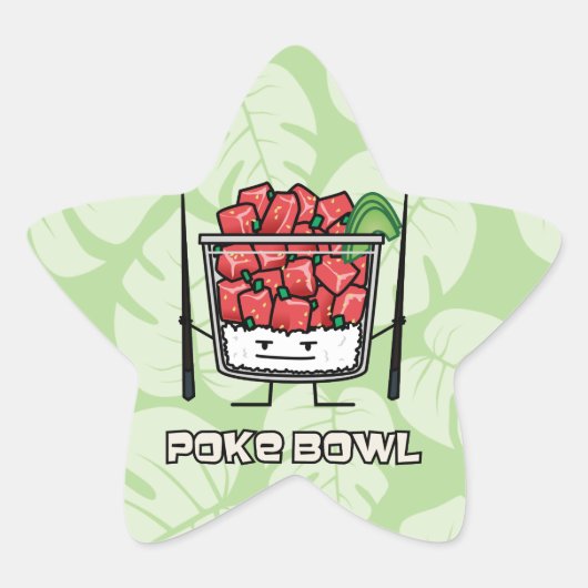 Poke Bowl Hawaii Roher Fischsalat Stäbchen aku Stern-Aufkleber (Vorderseite)