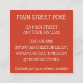 Poké Hawaiian Food Raw Fish Ahi Tuna Poke Bowl Quadratische Visitenkarte (Rückseite)